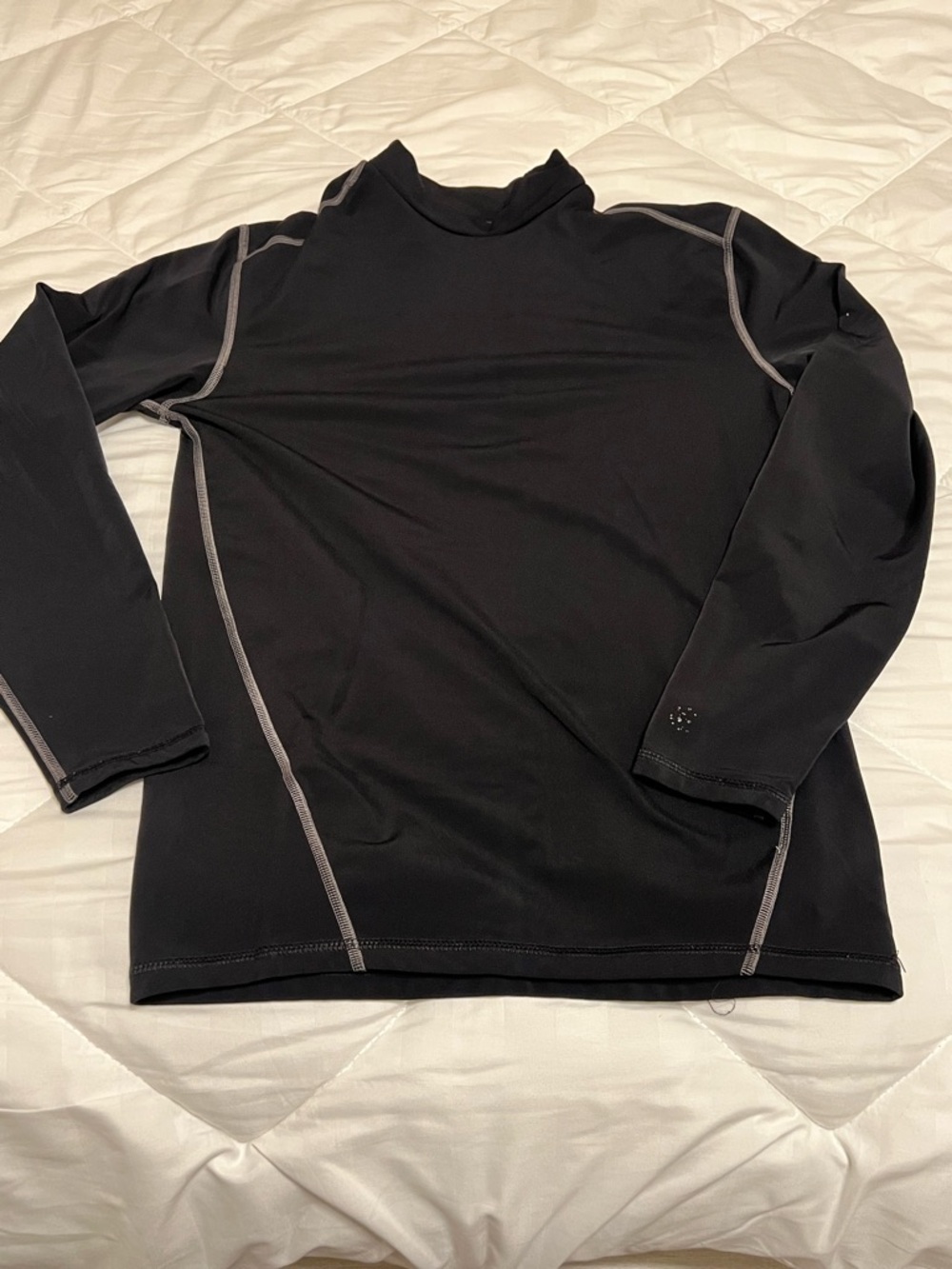 Champion Black Long Sleeve Athletic Top with Gray Stitching